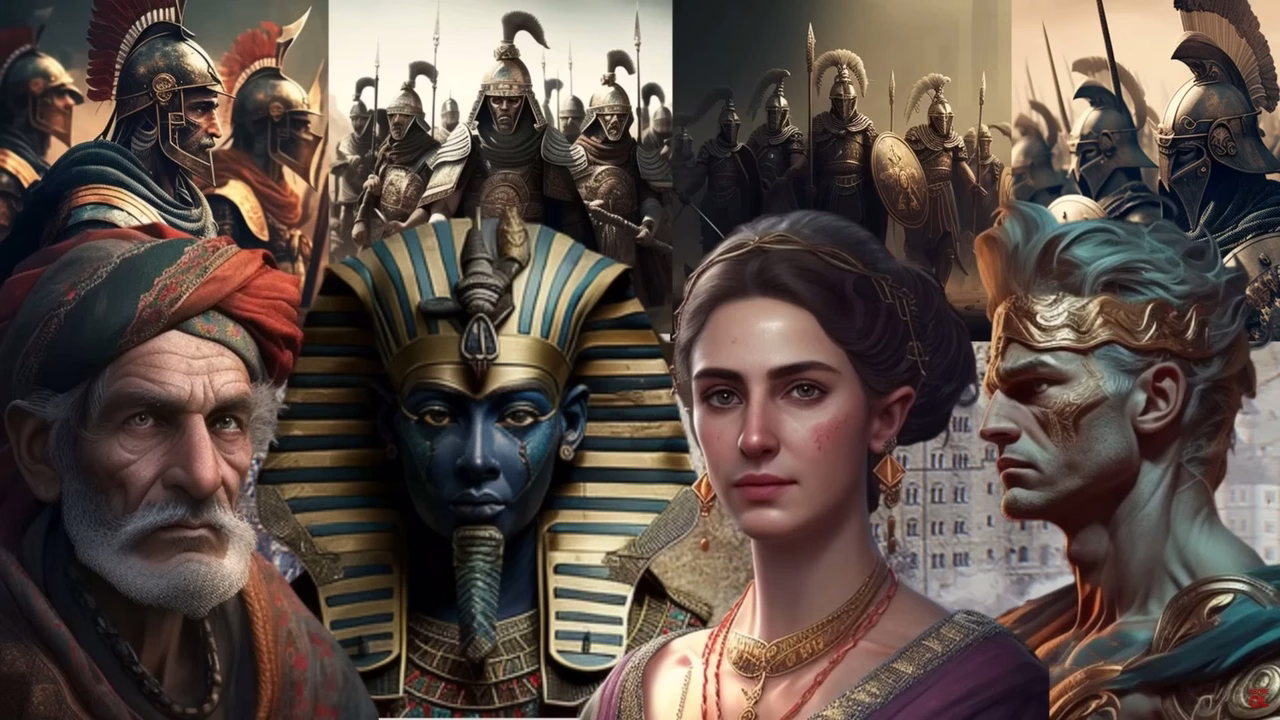 An illustrated gathering of people from different eras of history.